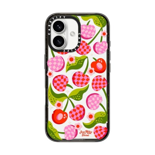 CASETiFY for iPhone 16 Case - Impact | Slim Fit | 8.2 ft. 4X Military Grade Drop Protection | Checkered Cherries | Black - color: Checkered Cherries, size: Iphone 16 (6.1")