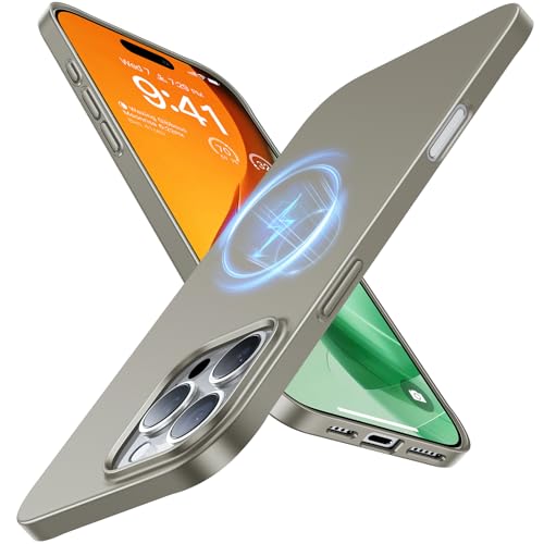 TORRAS Magnetic Slim Fit Case for iPhone 16 Pro, 6.3 inch, Ultra-Thin Compatible with MagSafe, Lightweight Matte Anti-Scratch Hard PC Cover Phone Case, Natural Titanium - color: 2-Natural Titanium