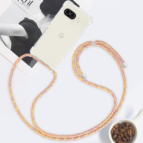 for Google Pixel 9a Lanyard Case Clear Adjustable Neck Shoulder Crossbody Strap Mobile Cover Transparent Durable Soft Cover Women Shockproof Protective Phone Case for Pixel 9a - Rainbow - size: for Google pixel 9a