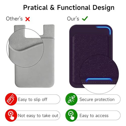 oakxco Phone Wallet Stick On, Slim Thin Adhesive ID Credit Card Holder Wallet Pocket Back of Phone Case, Hard Shell Plastic Sleeve Sticky Card Wallets Pouch for iPhone Samsung Pixel, Purple Lavender - color: Purple