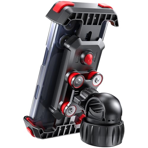 LOXP Anti-Shake Motorcycle Phone Holder with 2026 Dual Vibration Dampener - color: Red