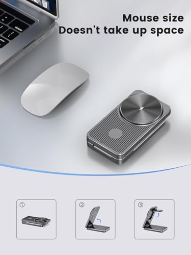 Magnetic Wireless Charger for Samsung, 3 in 1 Travel Charging Station - color: Grey