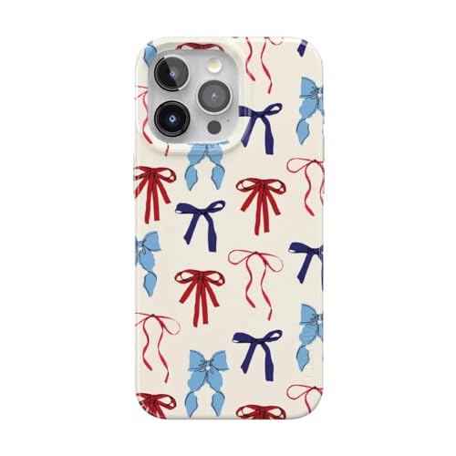 Casely iPhone 14 Pro Case | American Girlie | Red White & Blue Bows | Compatible with MagSafe | Classic Ultra Thin Design - color: American Girlie | Red White & Blue Bows, size: Iphone 14 Pro