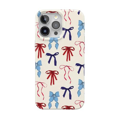 Casely iPhone 14 Pro Case | American Girlie | Red White & Blue Bows | Compatible with MagSafe | Classic Ultra Thin Design - color: American Girlie | Red White & Blue Bows, size: Iphone 14 Pro