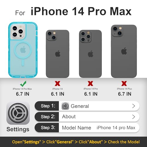 Follaroma Magnetic for iPhone 14 Pro Max Case, Heavy Duty Cases, Blue, 6.7" | Compatible with MagSafe, Heavy Duty Shock proof Protection, Military-Grade Anti-Drop, Dual Layer Transparent Protective Cover - color: Blue, size: iPhone 14 Pro Max 6.7''