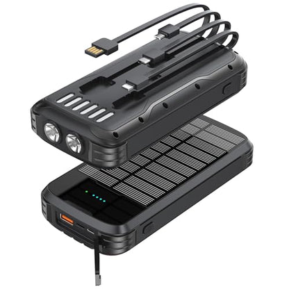 MINRISE Solar Power Bank 40000mAh, Portable Charger PD 20W Fast Charging - color: Black
