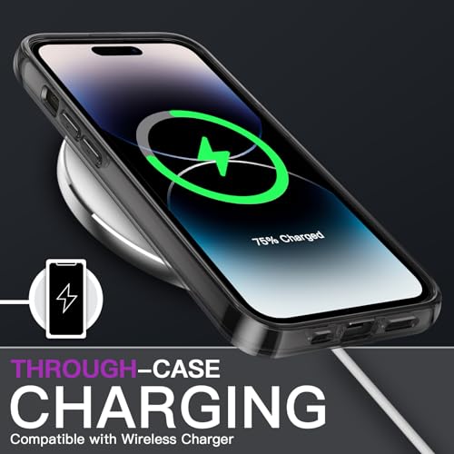 JETech Case for iPhone 14 Pro, Anti-Yellowing, Black | Shockproof Protection, Scratch Resistant Hard PC Back, Durable Transparent TPU Bumper - color: Black, size: iPhone 14 Pro