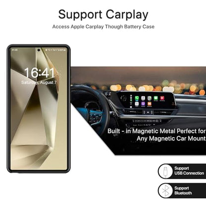 Battery Case for Galaxy S24Ultra,Upgraded 12000mAh High Capacity Rechargeable Portable Protective Extended Charger Case Compatible with Galaxy S24 Ultra(6.8 inch) Wireless Charging Case &Carplay-Black - size: Galaxy S24 Ultra