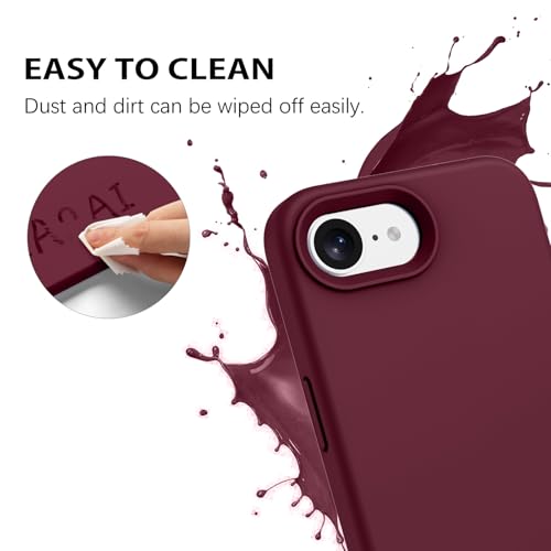 GUAGUA Compatible with iPhone 17e Case 6.1 Inch Liquid Silicone Soft Gel Rubber Slim Thin Microfiber Lining Cushion Texture Cover Shockproof Protective Phone Case for iPhone 17e, Wine Red - color: Wine Red, size: iPhone 16e/iPhone 17e