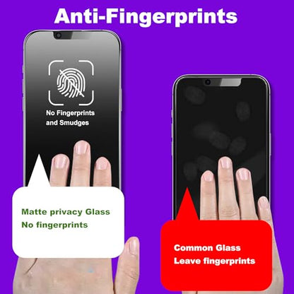 2 Pack Matte Privacy Screen Protector for iPhone 13/13 Pro/14/16e 6.1",Anti-Glare Anti-Fingerprint,No Dazzling Anti-Spy,Smooth Responsive Touch Glass Film,Installation Frame - size: for iPhone 13 / 13 Pro / 14 / 16e