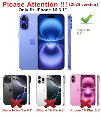 Qinmay Compatible with iPhone 16 Case with Card Holder, Dual Layer Shockproof,Heavy Duty Protective Hidden Slot Slim Wallet Phone Cover ，Black - color: Black, size: for iPhone 16