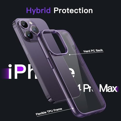 JETech Case for iPhone 14 Pro Max 6.7-Inch, Non-Yellowing Shockproof Phone Bumper Cover, Anti-Scratch Clear Back (Deep Purple) - color: Deep Purple, size: iPhone 14 Pro Max