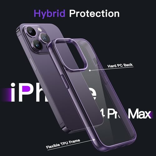 JETech Case for iPhone 14 Pro Max, Anti-Yellowing, Deep Purple | Shockproof Protection, Scratch Resistant Hard PC Back, Durable Transparent TPU Bumper - color: Deep Purple, size: iPhone 14 Pro Max