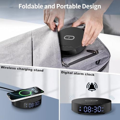 25W Max Fast Wireless Charger with Alarm Clock,Wireless Charging Pad - color: Black pad