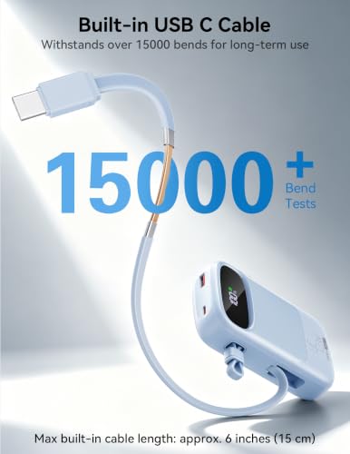 RETMSR Portable Charger 20000mAh 45W USB C Fast Charging, Built-in Cable - color: Sky Blue