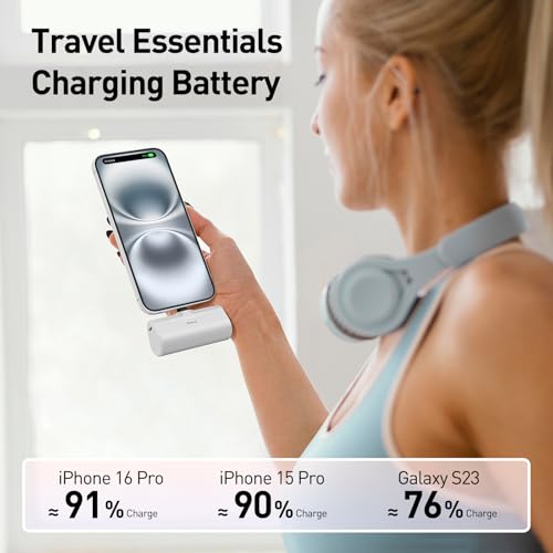 iWALK Portable Charger for iPhone 18/17/16/15 USB-C Small Power Bank 20W 4,500mAh Fast Charging Battery Pack Compatible with iPhone 15/16/17 Plus/18 Pro Max, Samsung Galaxy S25/S24/S23 Android - color: White