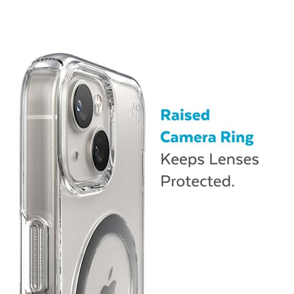 Speck Clear iPhone 14 Pro Case - Drop Protection, Scratch Resistant, Dual Layer Slim Phone Case for 6.1 Inch iPhones 14 Pro - Built for MagSafe - Anti-Yellowing - Presidio Perfect -Clear/Clear/Silver - color: Clear/Silver
