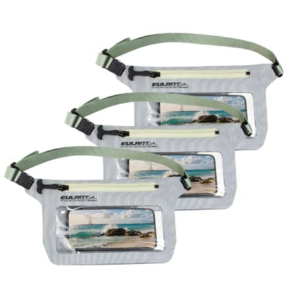 IPX8 Waterproof Phone Pouch,Reusable Fanny Pack Dry Bag | Fanny Pack Dry Bag with Screen Touch Sensitive for Beach Swimming,Boating,Kayaking,Rafting - color: Light Gray, size: 3 PC