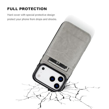 KIHUWEY for iPhone 17 Pro Max Wallet Case Card Holder Kickstand, Gray | Credit Card Slots, PU Leather, Magnetic Clasp, Flip Heavy Duty Protection Cover for Men - color: Gray