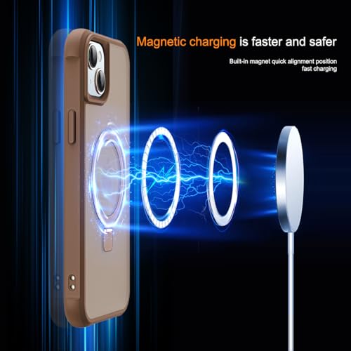 SKYLMW Compatible with iPhone 15 Case with Stand,Desert Brown | iPhone 15 Phone Case 6.1",Magnetic Ring Stand,Compatible with MagSafe,Military-Grade Protection,Great Grip Feeling - color: Desert Brown, size: Iphone 15