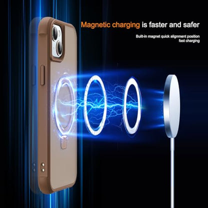 SKYLMW Compatible with iPhone 15 Plus Case with Stand,Desert Brown | iPhone 15 Plus Phone Case 6.7",Magnetic Ring Stand,Compatible with MagSafe,Military-Grade Plustection,Great Grip Feeling - color: Desert Brown, size: Iphone 15 Plus