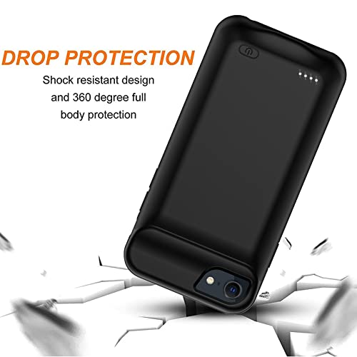 Battery Case for iPhone 6/6s/7/8/SE(2020/2022),Upgraded 10000mAh Rechargeable Portable Protective Extended Charger Case Compatible with iPhone 8/7/6s/6/SE2/3 (4.7 inch) Charging Case & Carplay (Black)