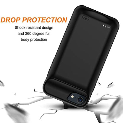 Battery Case for iPhone 6/6s/7/8/SE(2020/2022),Upgraded 10000mAh Rechargeable Portable Protective Extended Charger Case Compatible with iPhone 8/7/6s/6/SE2/3 (4.7 inch) Charging Case & Carplay (Black)