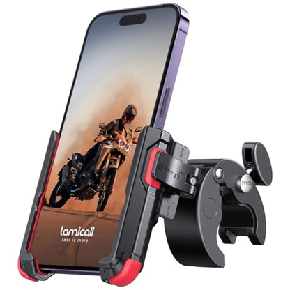 Lamicall Motorcycle Bike Phone Mount, 1s Lock Bike Phone Holder - color: Red