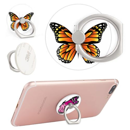 Bonoma Cell Phone Ring Holder,3-Pack 360 Degree Rotating Butterfly - color: Butterfly