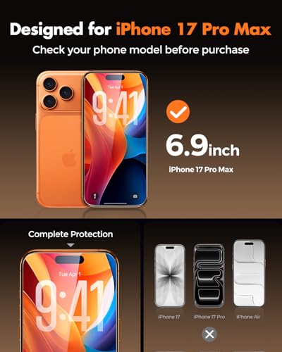 UNBREAKcable 2-Pack Screen Protector for iPhone 17 Pro Max Tempered Glass - size: iPhone 17 Pro Max