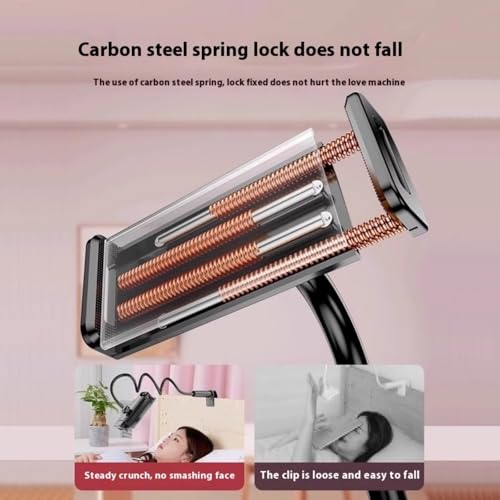 Flexible Bedside Phone Mount Clamp with Bendable Arm 360 Rotatable Metal Tube Phone Stand Upgrades for Lazy Watching Adjustable Flexible Arm Mount - color: Black