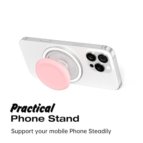Svanove Silicone Magnetic Phone Grip Compatible with Magsafe Phone Grip Holder, Cute Cell Phones Grips Stand Collapsible Kickstand for iPhone Samsung, Slim Thin Matte Soft Rubber TPU, Light Pink - color: Pink, style: Magnetic