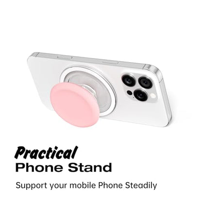 Svanove Silicone Magnetic Phone Grip Compatible with Magsafe Phone Grip Holder, Cute Cell Phones Grips Stand Collapsible Kickstand for iPhone Samsung, Slim Thin Matte Soft Rubber TPU, Light Pink - color: Pink, style: Magnetic