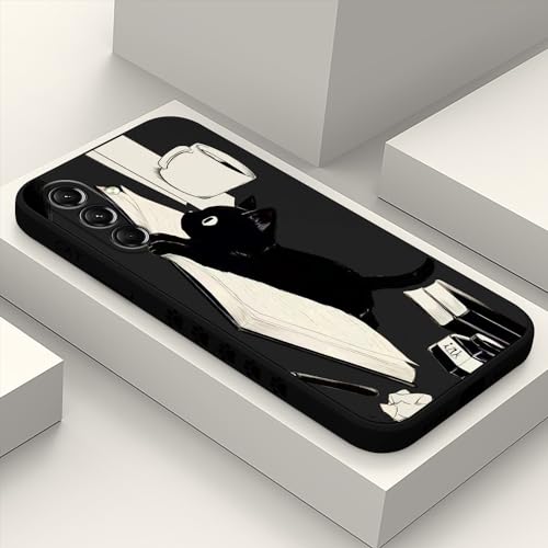 LEECG for Samsung Galaxy S24 Plus Case, Design Pattern Slim Stylish Drop Proof Protective for Galaxy S24 Plus Phone Cover 6.7 inch, Cat Black - color: Cat Black, size: for Samsung Galaxy S24 Plus