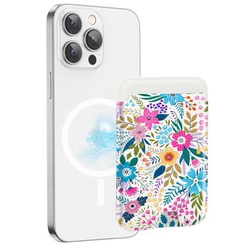 for MagSafe Wallet,Magnetic Card Holder for Phone Case - color: Blooming Flowers
