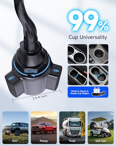 Upgraded Qi2 15W for Magnetic Cup Holder Charger, [More Stable & Faster Charging] Magnetic Car Mount Charger 15W Fast Charging with Adjustable Gooseneck for iPhone 17 Pro Max Air 16-12 Series
