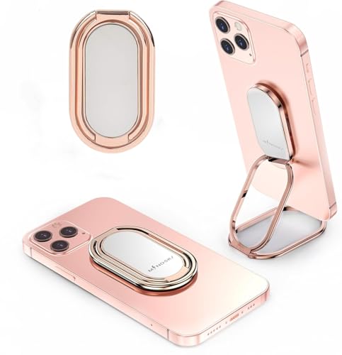 Phone Ring Holder Finger Kickstand 360°Rotation Cellphone Back Grip Foldable Cell Phone Stand for Desk Compatible with iPhone iPad Smartphones Tablets (Rose Gold) - color: Rose Gold