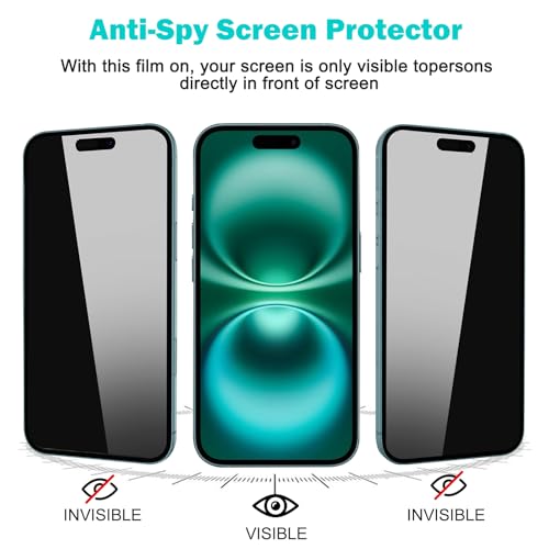 PEHAEL for iPhone 16 Privacy Screen Protector+Camera Lens Protector
