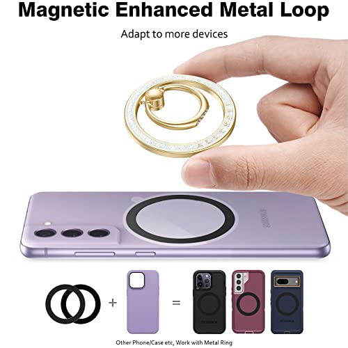 Allengel Magnetic Phone Grip for MagSafe, Magnetic Ring Holder Compatible with MagSafe Phone Ring, 360°Rotating Finger Kickstand for iPhone 16 Pro Max 15 14 13 12 Plus & Android Phone(Starry White) - color: gold starry sky white