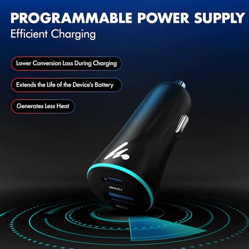 PD 20W Wozoyo Car Charger with Type-C & USB A,Power Delivery, PPS & QC 3.0, Dual Port Fast Charging (20W + 18W), 12V–24V Compatible, Multi-Layer Protection, 2-Years Manufacturer Warranty
