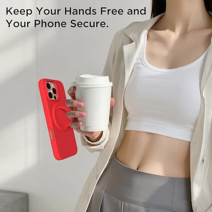 Magnetic Phone Grip for MagSafe, Silicone Ring Grip, Red - color: Red