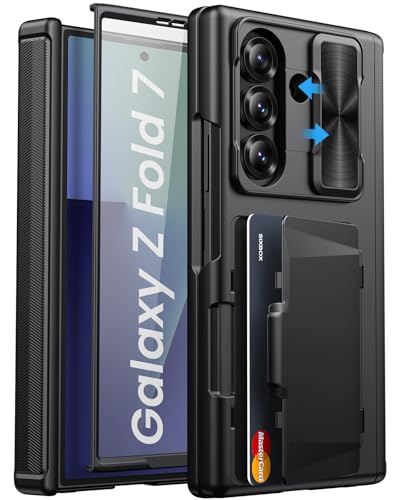 for Samsung Galaxy Z Fold 7 Case with Card Holder, Black - color: Black