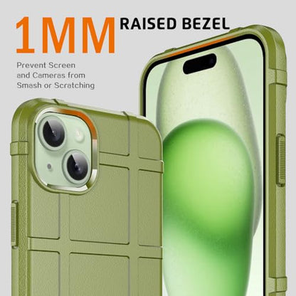 Rugged Shield 8ft Drop Proof TPU Thick Armor Tactical Protective Case Compatible with iPhone 15 Plus (6.7 inches) - Army Green - color: Army Green, size: iPhone 15 Plus