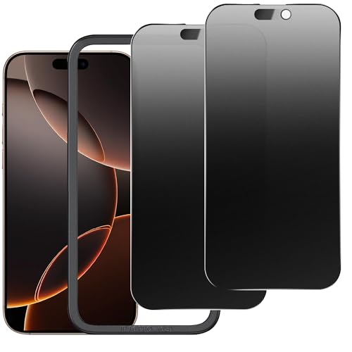 2 Pack Matte Privacy Screen Protector for iPhone 17/16 Pro 6.3",Anti-Glare Anti-Spy Scratch Resistant Tempered Glass Film,Smooth Responsive Touch Anti-Scratch Glass，Easy to Install - size: for iPhone 16 Pro / 17