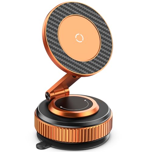 Jononser Magnetic Car Phone Mount,Zinc Alloy Foldable Holder with Strong Nano-Gel Adhesion & N52 Magnet, 360° Adjustable Dashboard/Windshield Phone Holder for iPhone 17/16/15/14/13/12,Golden Orange - color: Golden Orange