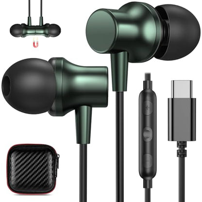 COOYA USB C Headphones Wired Earbuds for iPhone 18 Pro Max 17 16 15 Green - color: NavyBlue