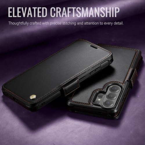 for Galaxy S25 Ultra Slim Wallet Case Wireless Charging, Black - color: Black, size: Samsung Galaxy S25 Ultra