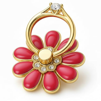 NXVX Daisy Flower Phone Ring Holder, Red Bling Finger Grip & Kickstand - color: Red