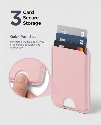 ENCASED Magnetic Wallet for Samsung Phones (Compatible with MagSafe) Premium PU leather Slim Card Holder Designed for Galaxy S25, S25 Plus, S25 Ultra (Pink) - color: Pink