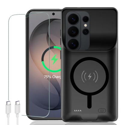 Battery Case for Galaxy S26 Ultra,Upgraded 12000mAh Rechargeable Portable Extended Battery Pack Supported Qi Wireless Charging Case Compatible with Galaxy S26 Ultra(6.9 inches) Charging Case-Black - size: Galaxy S26 Ultra
